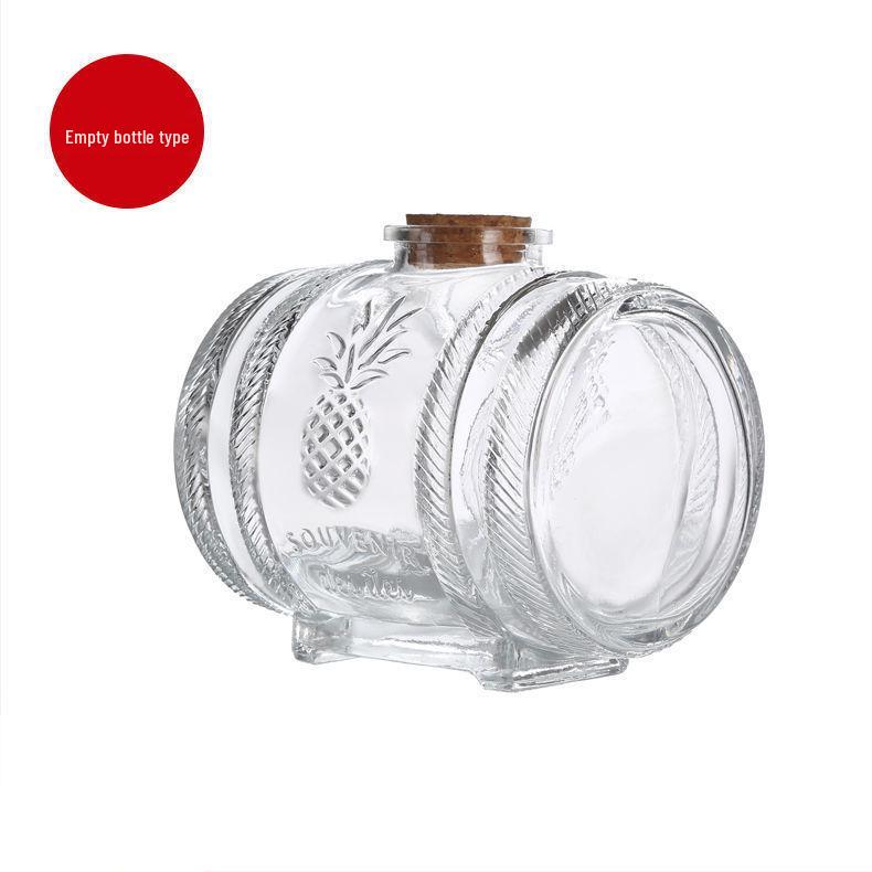 

Transparent Glass Wine Barrel with Faucet - Sealed Ginseng Wine & Juice Brewing Bottle, 2 Jin Capacity