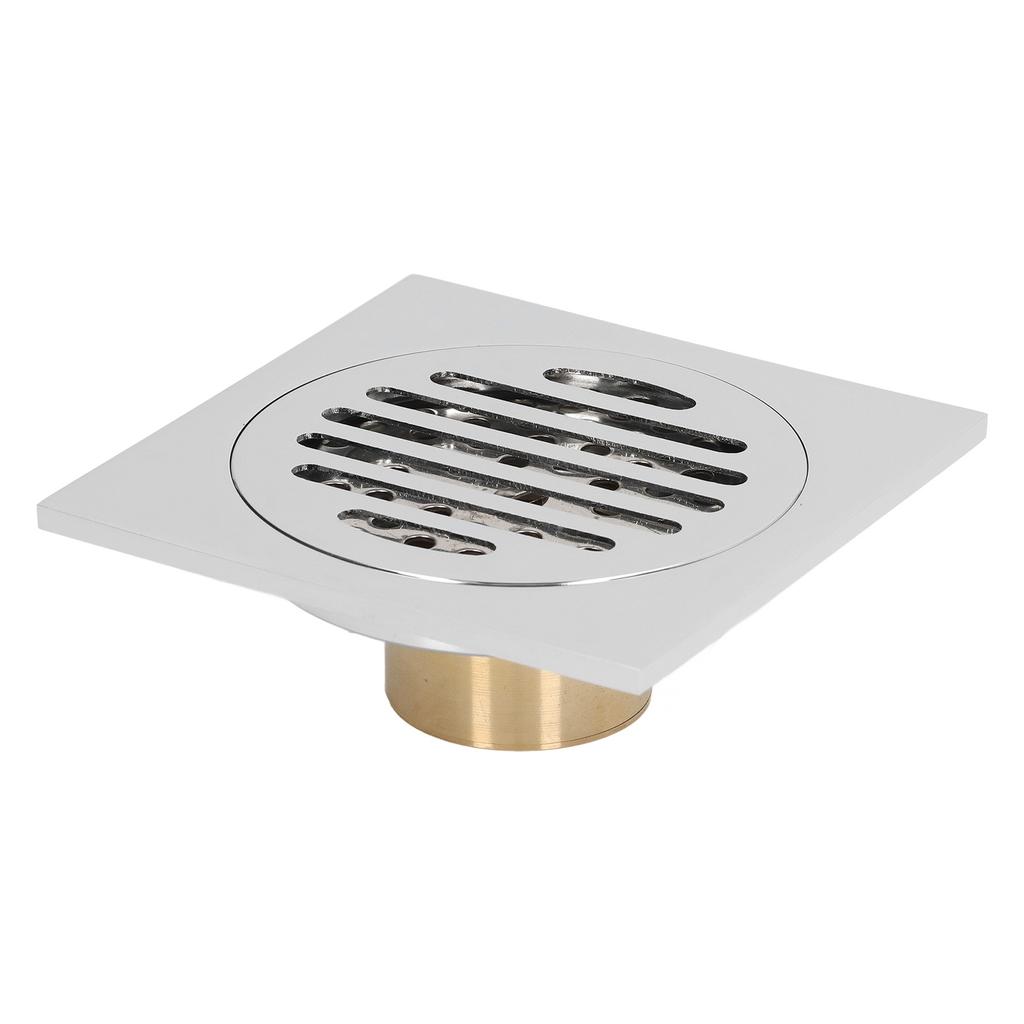 Shower Floor Drain Stainless Steel Copper Electroplated Round Lid Large Discharge Draining Part for
