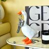 Magnetic Goose Key Holder Cute Resin Goose Figurine with Strong Magnet Beak Funny Animal Desk Ornament for Home Office Table Decor