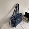 Large Capacity Commuter Tote Bag Women's Denim Shoulder Crossbody Bag