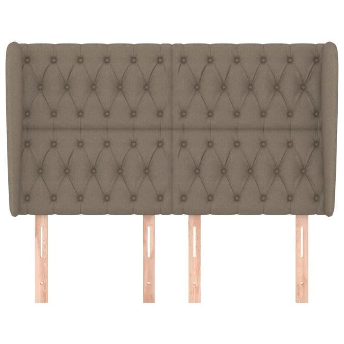 VidaXL Tête de lit avec oreilles Taupe 147x23x118-128 cm Tissu3118294