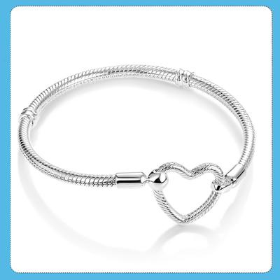 Trendy Femme Armband 925 Silber Momente Herz Verschluss Schlange Kette Armband für Frauen Pulseras Mujer Schmuck Machen
