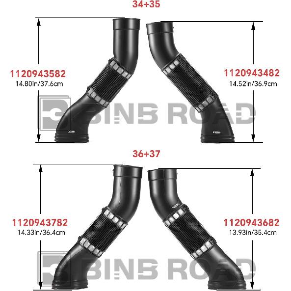 Pair of Air Intake Inlet Duct Tube Hose 1120943482 + 1120943582 Compatible with Mercedes Benz E320 3.2L 2003-2005