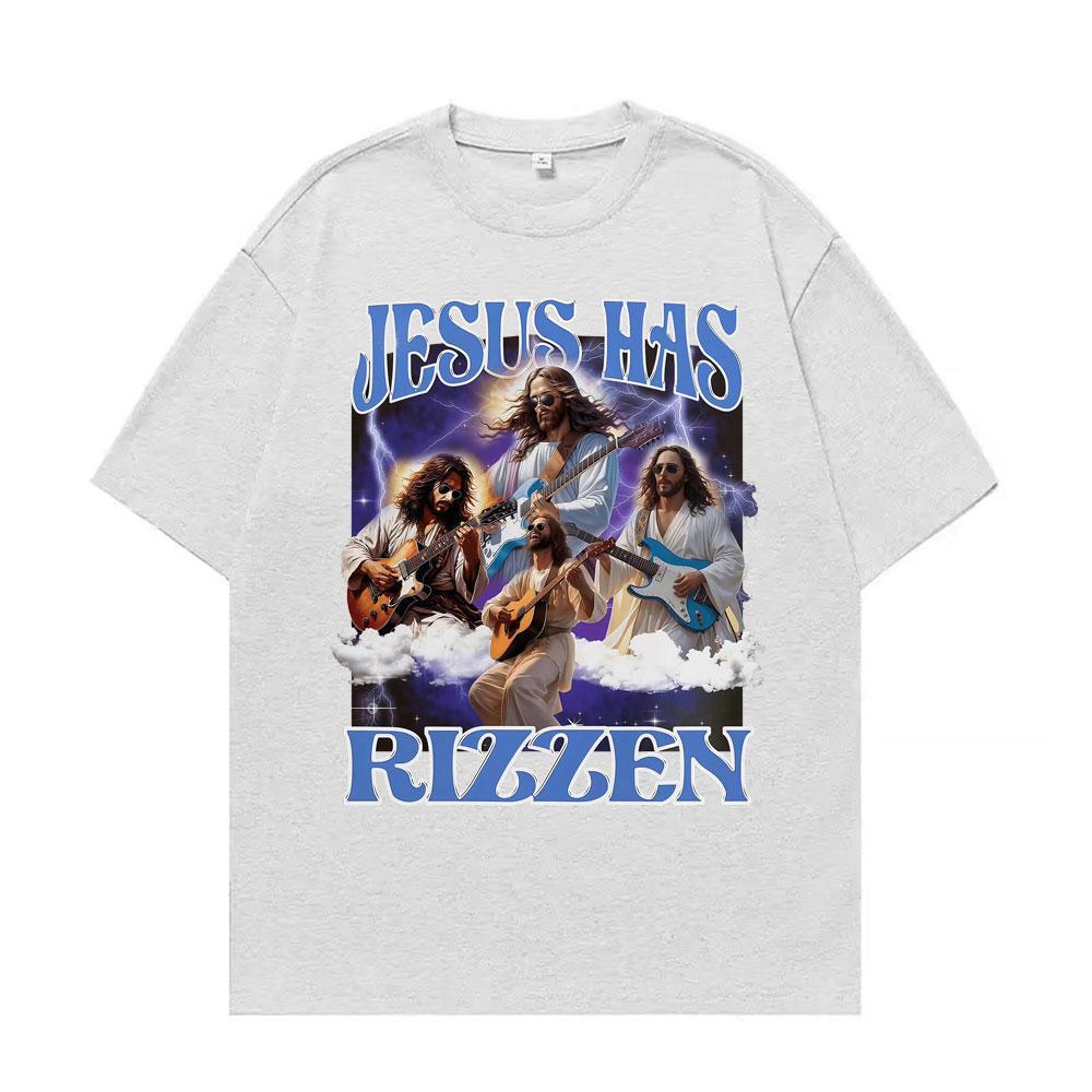 

Funny Jesus Has Rizzen Vintage 90s Graphic T Shirts Unisex Fashion Hip Hop Short Sleeve Tshirt Cotton Cozy Oversized T Shirt 4XL