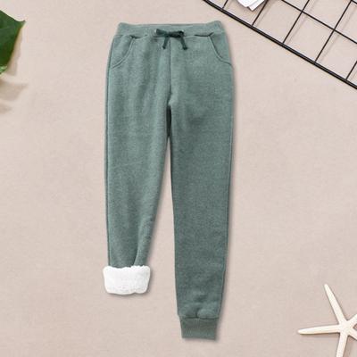 Damen Baumwoll-Sweathose Winterfleece Warm Locker Geschnittene Hose mit Taschen Lässige Lounge-Jogginghose