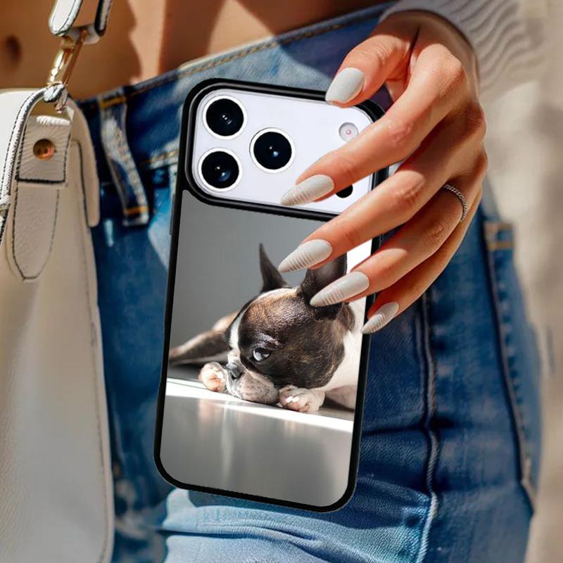 Boston Terrier Dog Faces Phone Case For iPhone 17 Air 14 15 13 12 Max Cover For Apple 14 15 16 16e 11 Pro Max Plus Coque