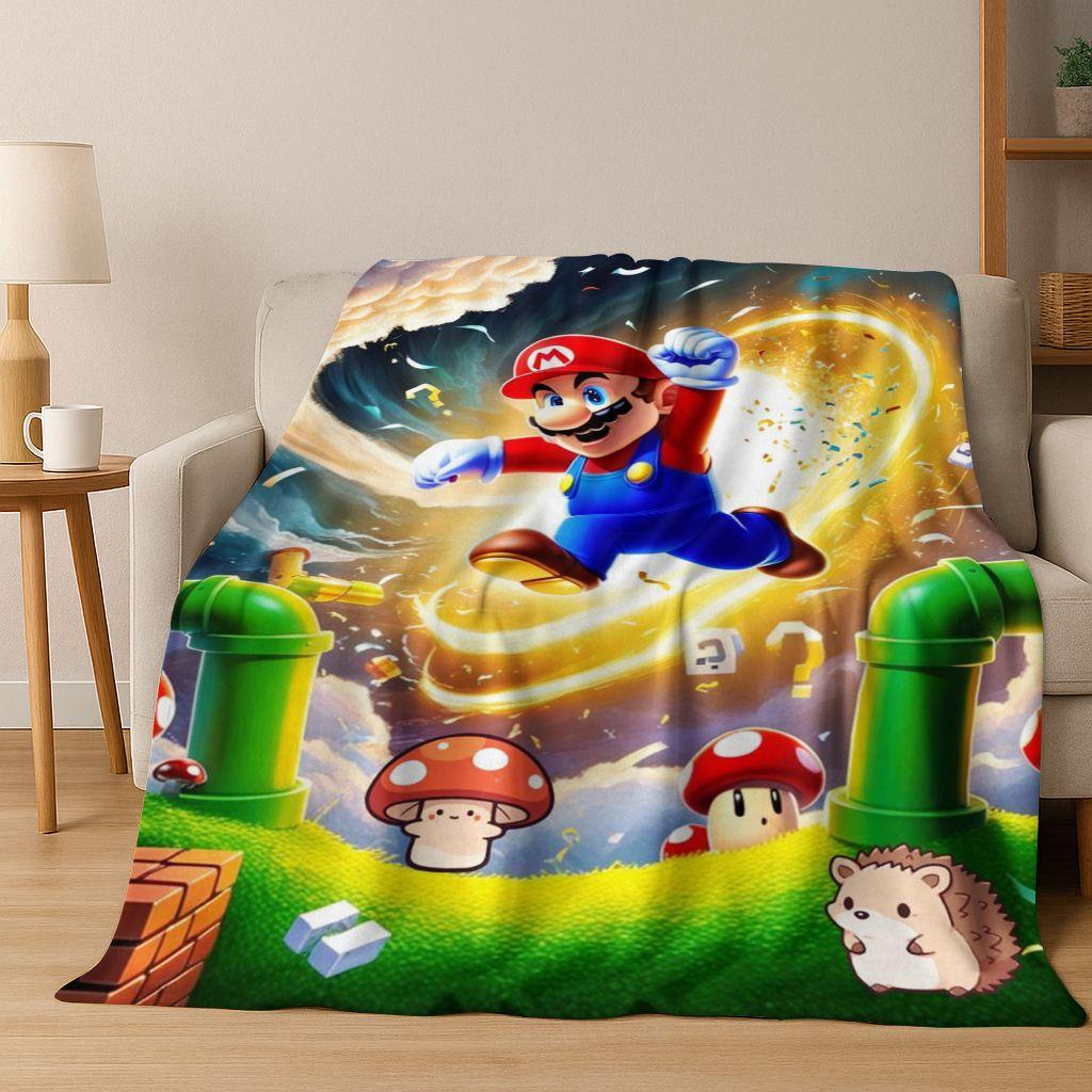 26 Style Mario Cartoon Gift Flannel Blanket,Warm and Cozy Soft Throw Blanket for Home Bedroom Bed Sofa Travel Picnic Cover Kids