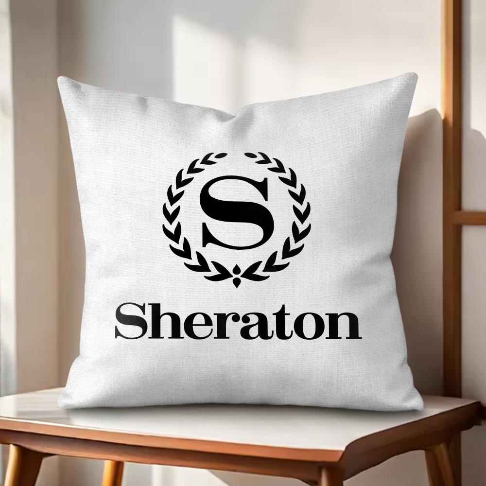 Fashion SSheratonS Hotels Cushion Cover Natural Linen Organic Fabric DoubleSided Printing Couch Pillow Covers Home Decor