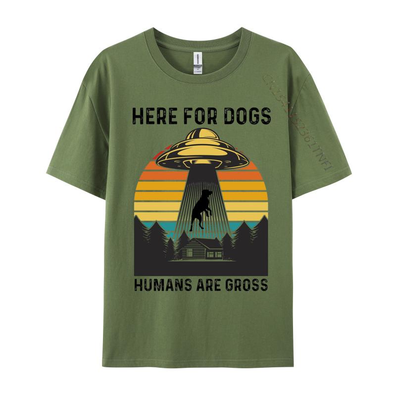Here For The Dogs T-shirt Pure Cotton s Tops T Shirt Printed Tshirts Fitness Tight Tops & Tees Prevailing Round Neck
