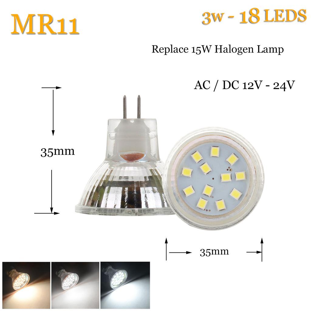 MR11 GU4.0 LED Spotlight Bulbs AC/DC 12V 24V 5733/2835 SMD 2W 3W 4W Warm/Cold/Neutral White Lamp Replace Halogen Light 9-18 LEDs