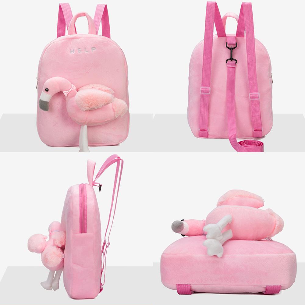 Cute 3D Flamingo Backpack Children School Backpacks with Leash Safety Harness for Girls Boys