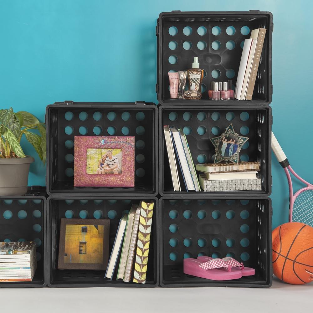 Versatile Plastic File Crate Tote Organizer Letter Legal Size Document Storage Modular Stacking Portable Bin Home Office Garage