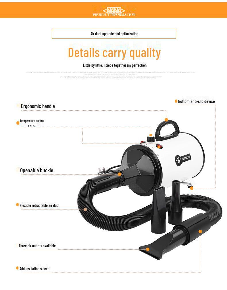 Uscător de păr electric super silențios pentru pisici și câini - instrument de îngrijire mare, mediu și mic