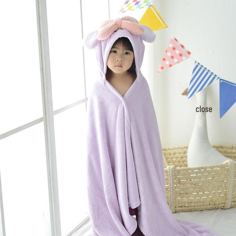 Asciugamano da Bagno con Cappuccio in Pile Corallo Disegnato Xiangfeng per Bambini - Assorbente, Mantella Indossabile per Neonati
