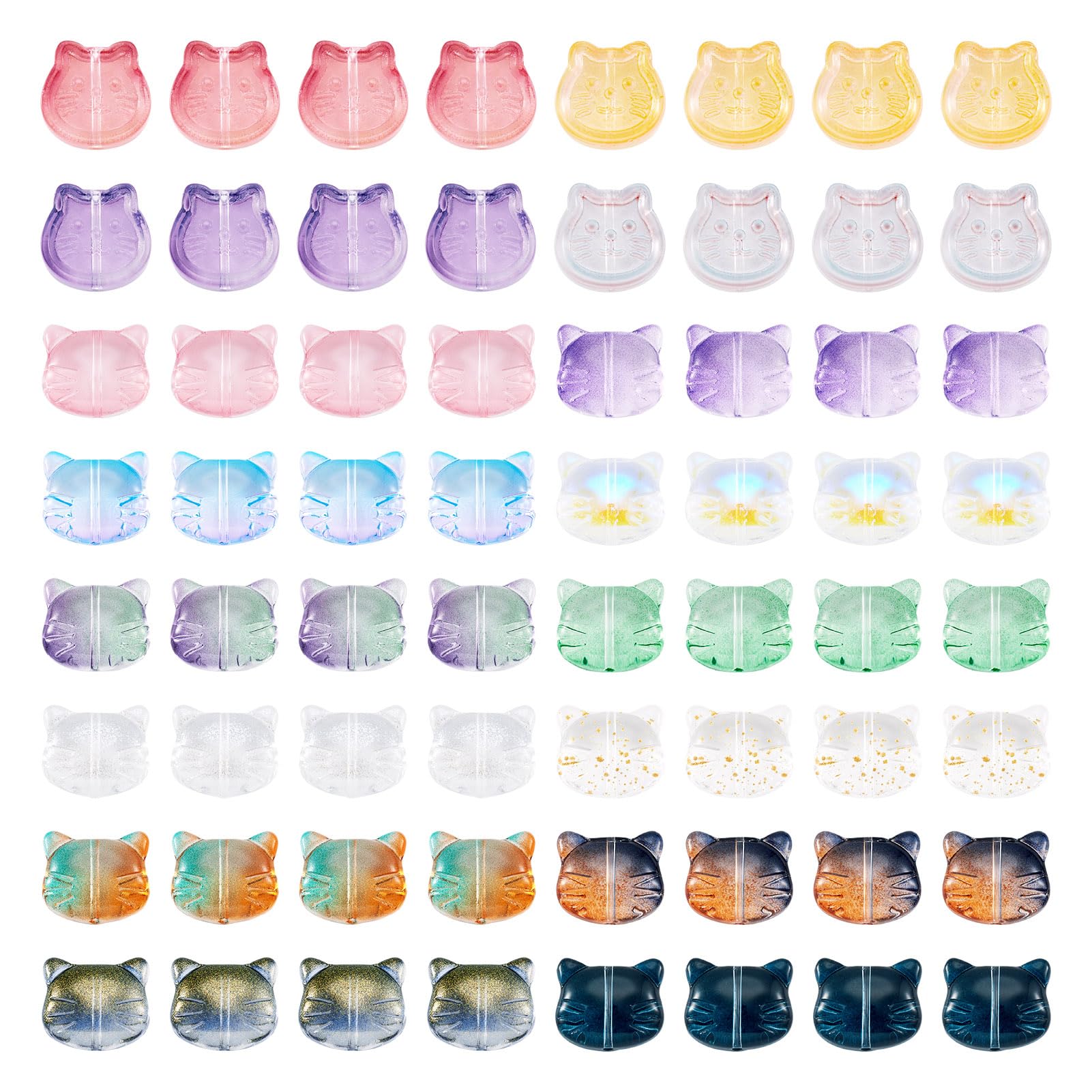 

Approximately 64 Colored Transparent Cat Glass Cute Cat Pet Spacer Charm Animal Accessory Parts for Jewelry DIY Handmade Craft Supplies Beadthoven,