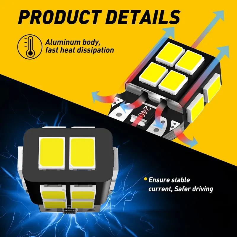 10Pcs AUXITO T10 Canbus LED Lights W5W 168 LED Bulbs No Error 2835 SMD 6000K White Car Interior Lighting Automotive Dome Lamp