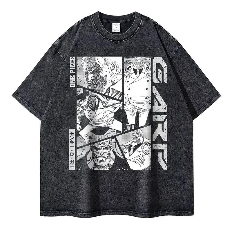 2026 Roronoa Zoro T-shirts Vintage Washed Anime One P-Piece T-shirt Streetwear Oversized L-Luffy Manga Tops Tees Cotton Y2K
