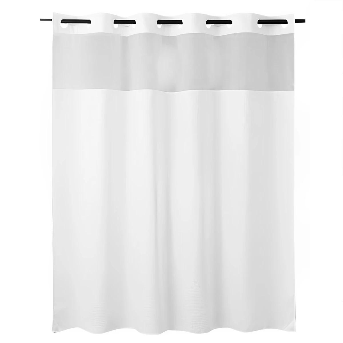 

Занавеска для душа без крючков, водонепроницаемые шторы для ванной с защелкивающейся подкладкой, моющиеся шторы для ванной, декоративная белая занавеска для душа белый