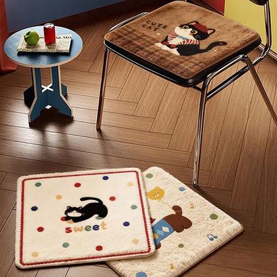 Cartoon 40x40cm Chair Cushion Imitation Cashmere Winter Warm Dining Chair Pad Anti-slip Comfortable Seat Cushion Office Chair