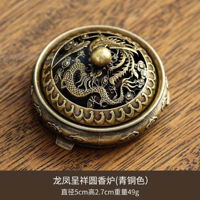 Mini Copper Tripod Incense Burner - Bronze Hollow Out Censer with Lid, Incense Stick Holder for Aroma Yoga Home Decor