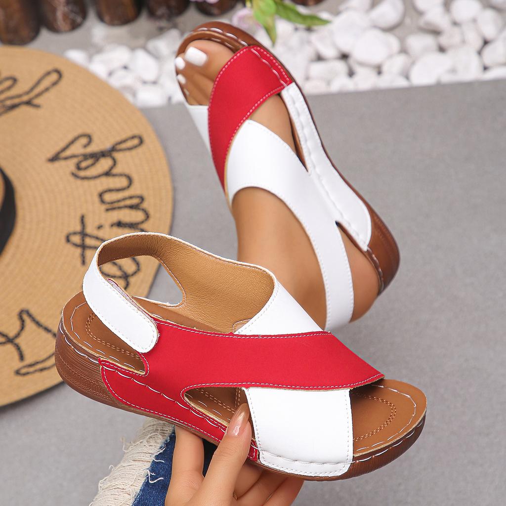 Fashion Mix Color Wedge Sandals for Women Summer 2025 Comfortable Non Slip Beach Shoes Woman PU Leather Platform Roman Women Sandals