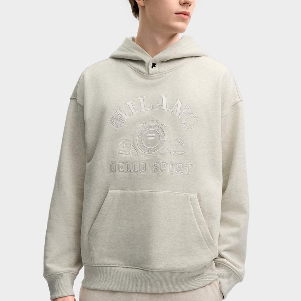 Fila Milano Series Knitted Hooded Sweatshirt Men Tops Light-Khaki Gray F11M515205FLK