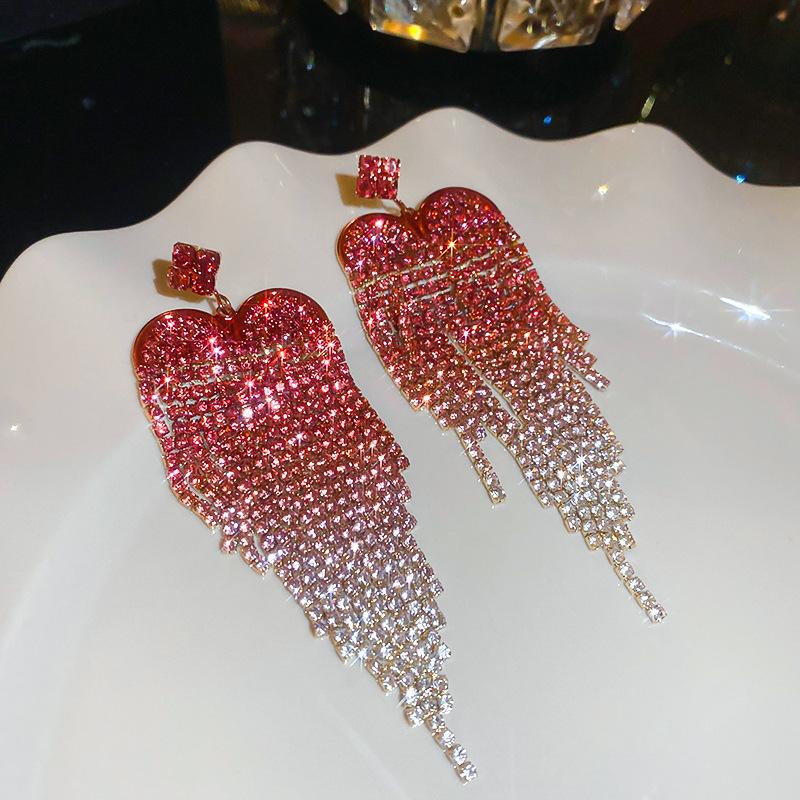 Silver needle zircon geometric fringed earrings light luxury high-end autumn and winter earrings women's new popular earrings