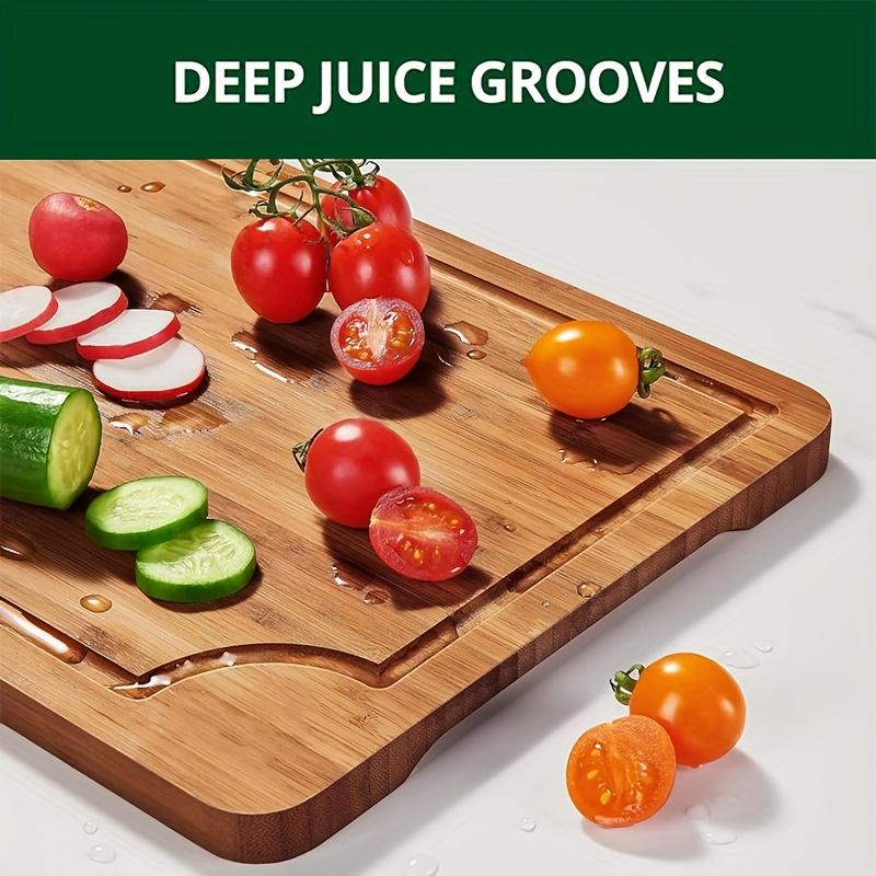 Bamboo Cutting Board Set, Wooden Thick Multi-purpose Cutting Board for Meat, Vegetables, and Fruits