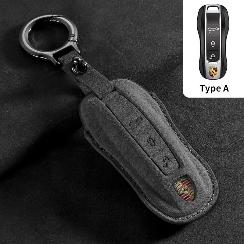 Wildleder Auto Schlüsselhülle Abdeckung für Porsche 718 911 Panamera Cayenne Macan Boxster Cayman Auto Schlüssel Schutzhülle Zubehör