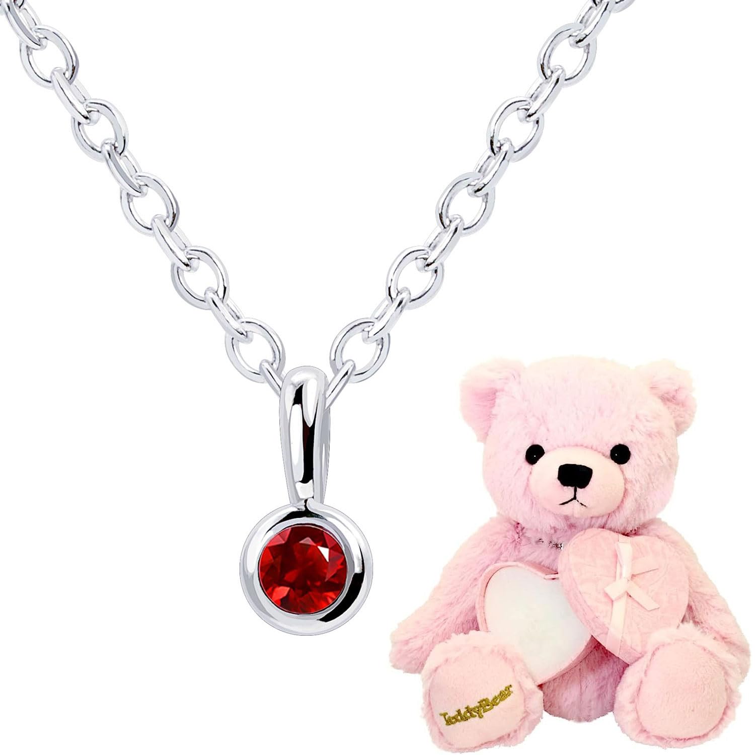 

Necklace Single Fukurin Diamond Silver Pink Teddy Bear Set January Birthstone Garnet [Sears] Women s 13930-s-tdt-01-p-01