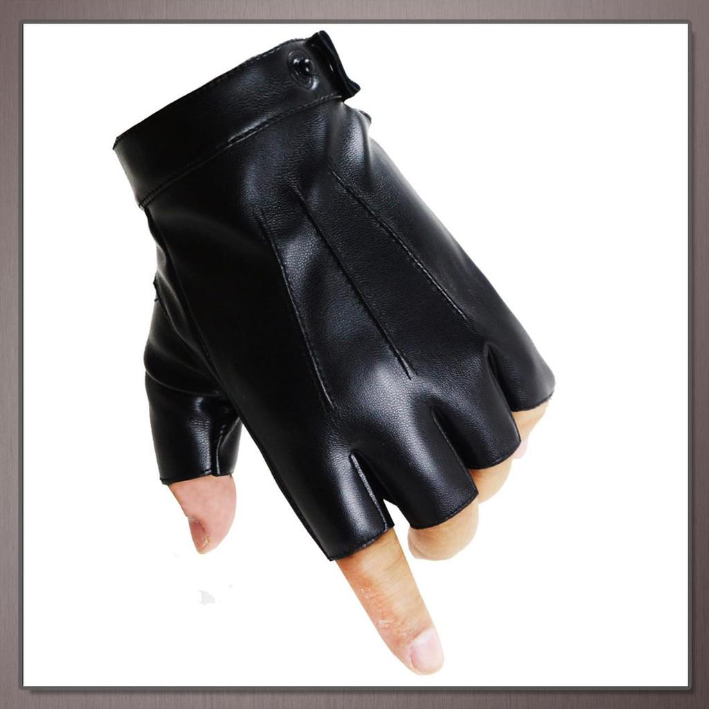 One Limitation Fingerless Leather for Men and TG178 Gloves, Shiny, Rock/Punk, Women, (Gold)