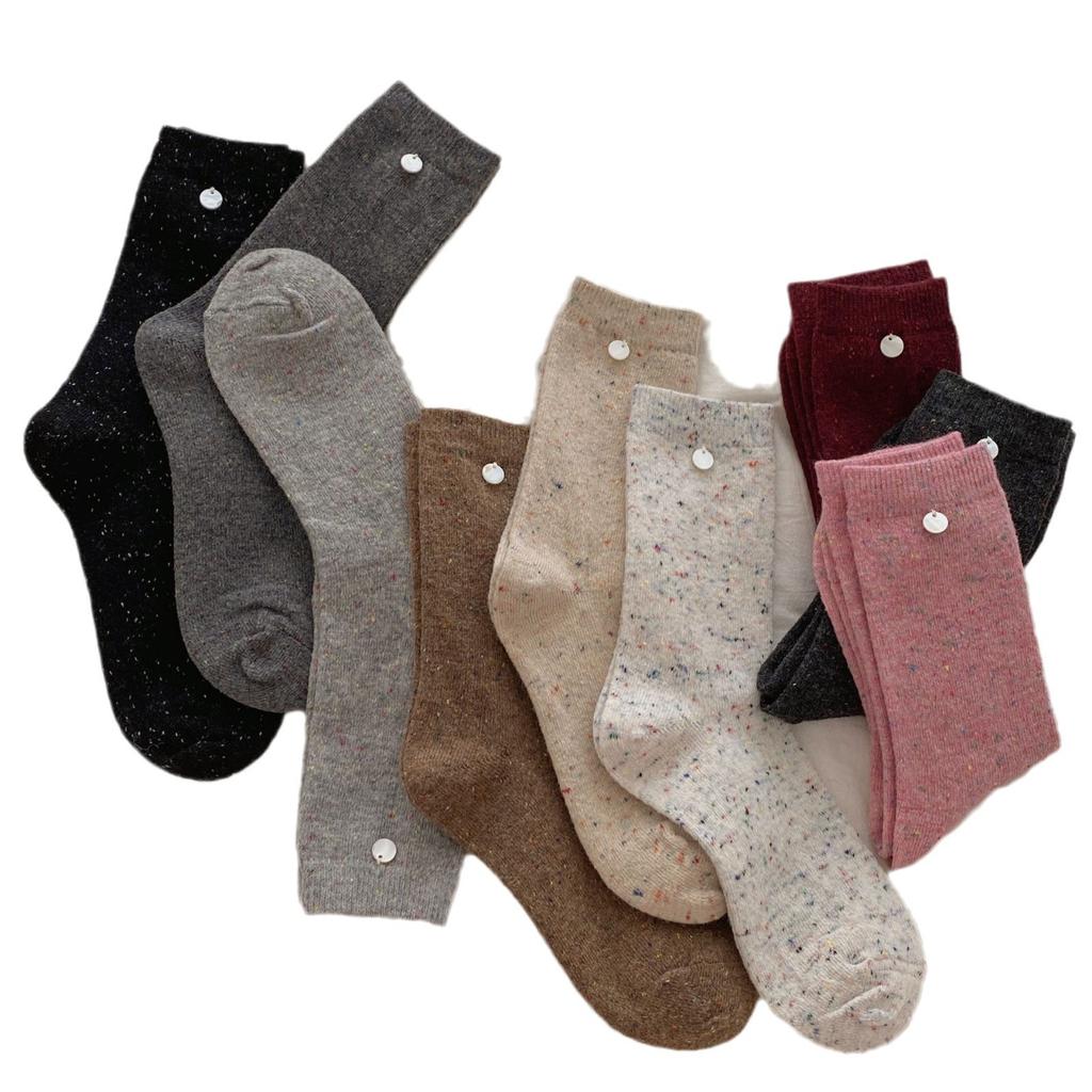 Winter Korean Socks Dongdaemun Thickened Warm Socks Shell Button Decorative Wool Socks Ideas Yarn Tube Socks