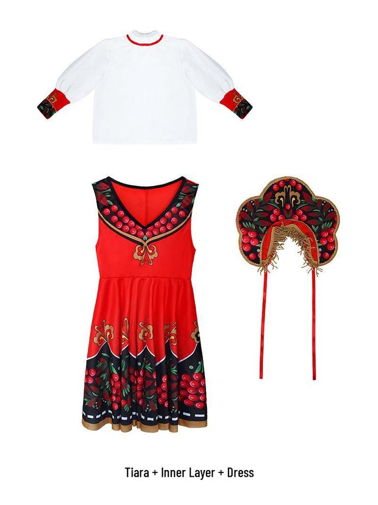 Russian Ethnic Children's Halloween Costume for Stage Performance
