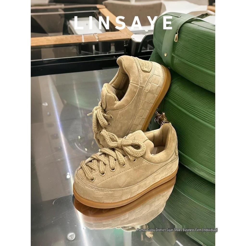 Wang Jiaer-Inspired Women's 2025 Autumn Leather Sneakers: Thick-Sole, Height-Boosting Casual Sports Shoes