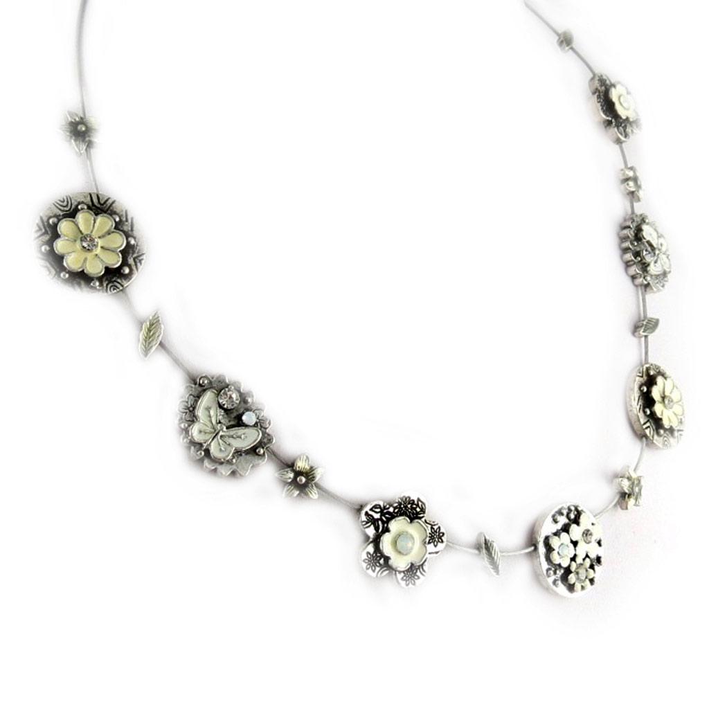 Les Trésors De Lily [D9133] - White 'Fleurettes' Designer Necklace