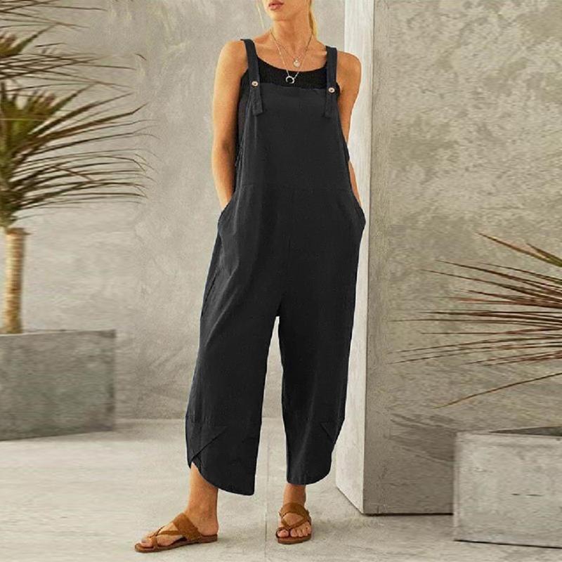 Einfarbige, lässige Neun-Minuten-Overalls für Damen