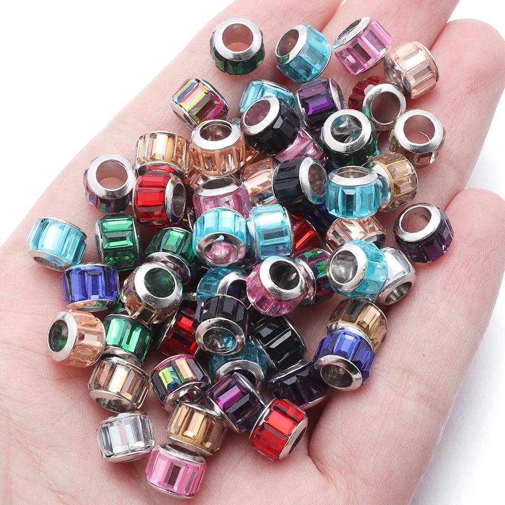 20pcs Resin Beads Diamond Shape Big Hole Round Loose Spacer Beads For DIY Jewelry Making Bracelets Necklace Earrings Accessories