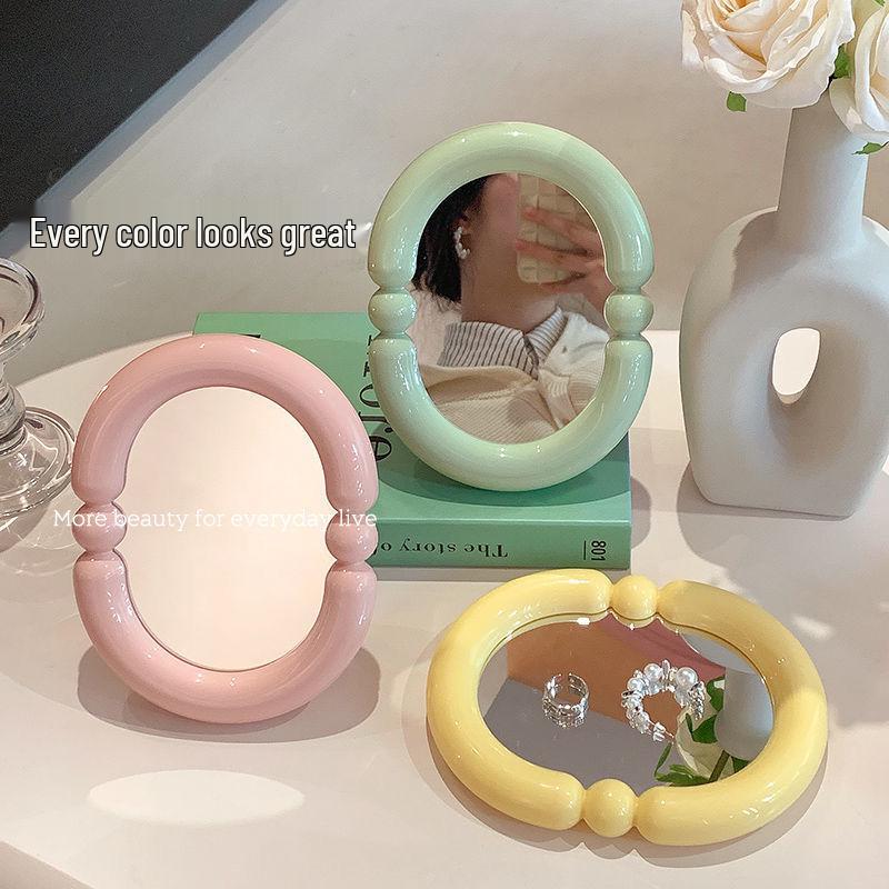 Specchio da Trucco da Scrivania Color Caramella - Alta Definizione, Pieghevole, Perfetto per Camera da Letto, Scrivania o Dormitorio.