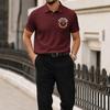 Men's Short Sleeve Polo Shirt with Printed Graphic Lapel Collar Lightweight Breathable Knit Fabric Casual Fit for Summer