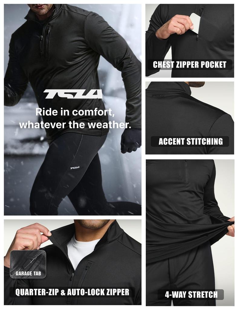 Tesla Long Sleeve Shirt and Half Sports Shirt for Outdoor and Men's Zip-Up (Versatile, Quick-Drying, Lightweight, Warm) - 1/4 Zip, Zip-Up, Mid-Layer,