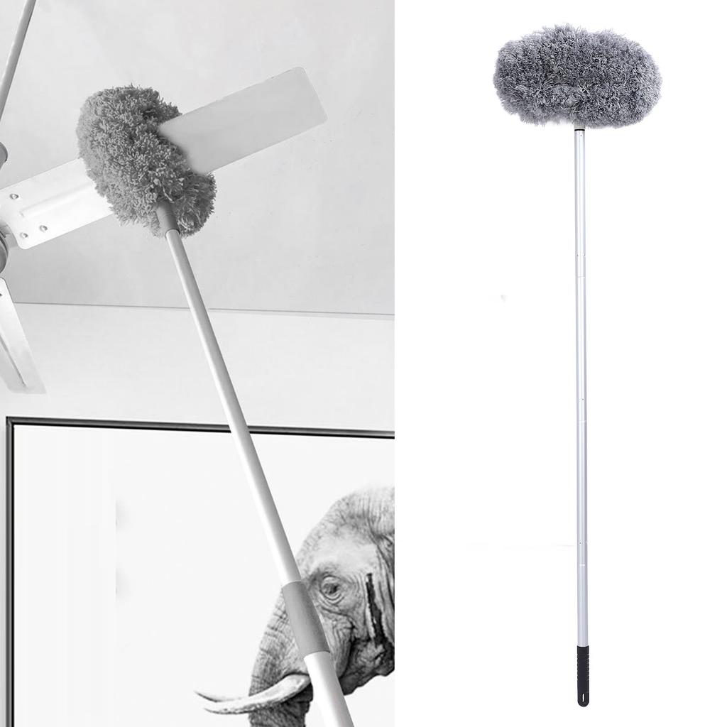 Extra   Round Duster 360 Degree Rotation Multifunctional Washable Ceiling Fan Duster 140cm Dust Removal Tool for High Ceilings Furniture