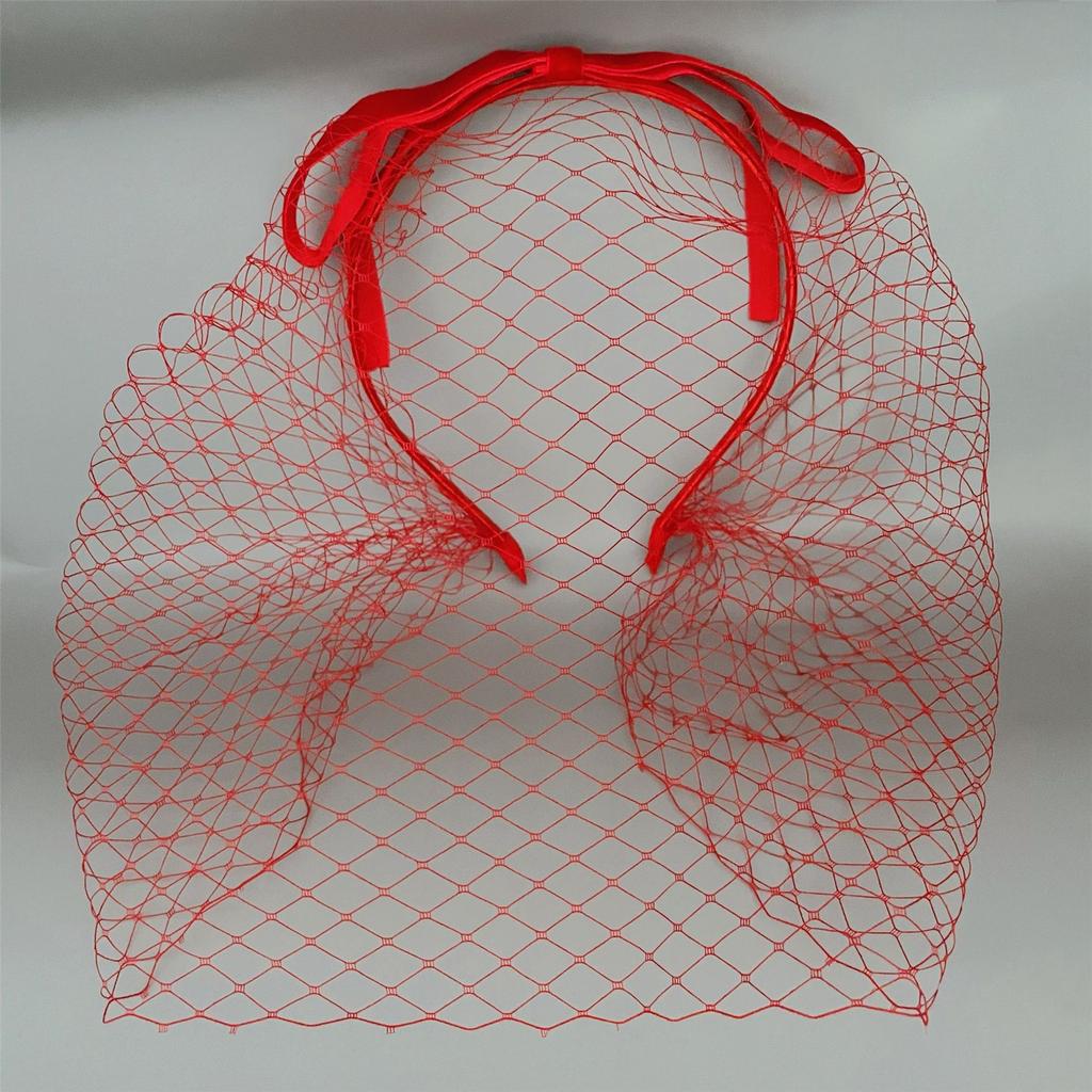 Elegant Fascinator Headband with Veil Vintage French Styles Hairhoop with Bowknot for Women Teaparty and Cocktail Event