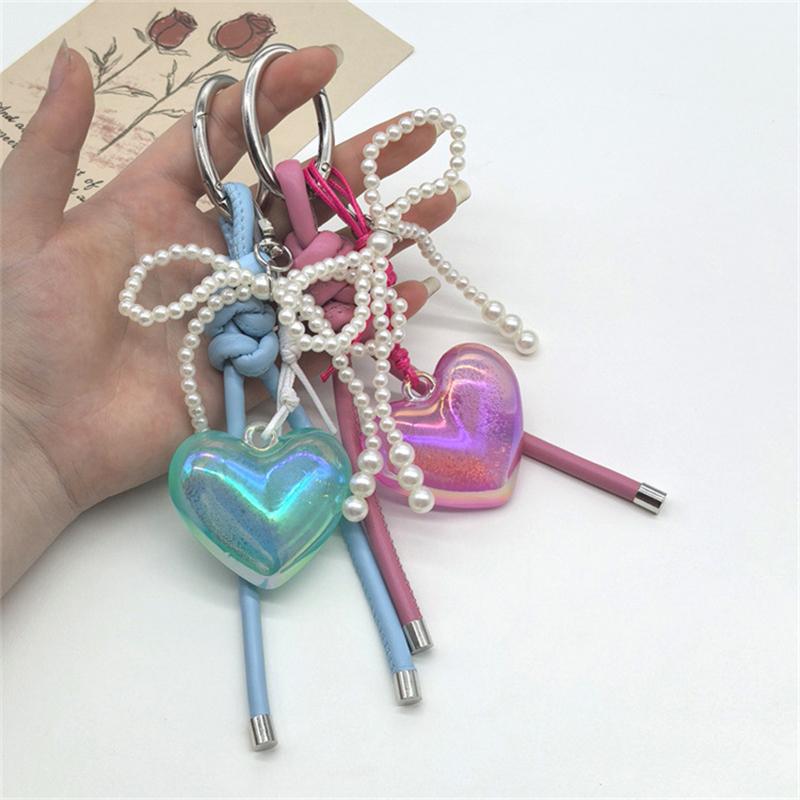 Heart Bow Woven Rope Cute Bag Pendant Fashion PU Leather Backpack Handbag Pendant Gift For Women Decoration Accessories CLE