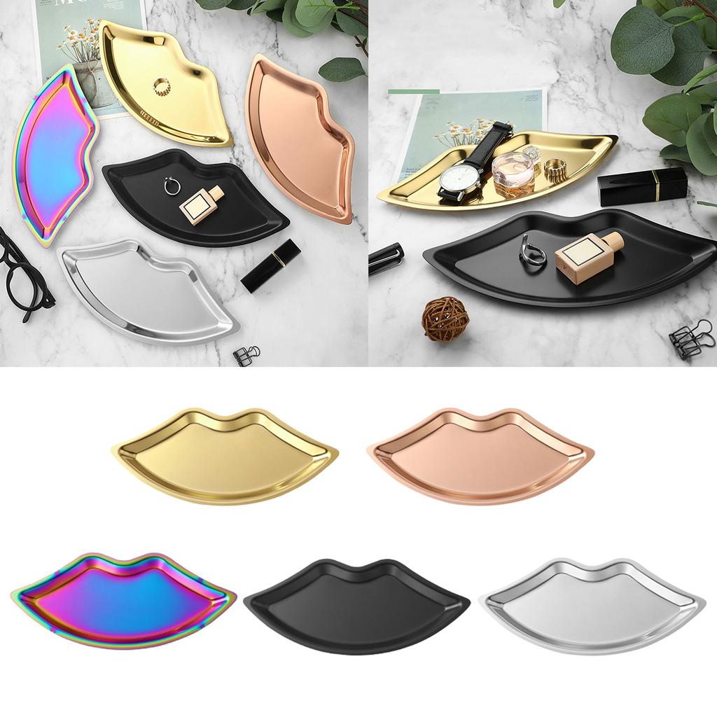 Earrings Bracelet Necklace Jewelry Rack Stainless Steel Display Stand Lip Shaped Tray Stainless Steel Storage Jewelry