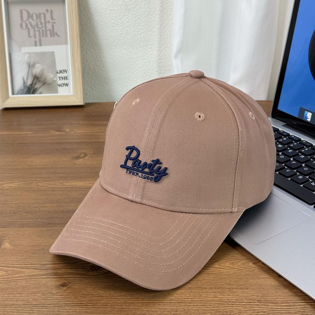 Fashion Hat American Embroidery Letter Baseball Cap Wide Brim Hard Top Cap White Spring and Summer Male and Female Couples Tide Show Small Tide