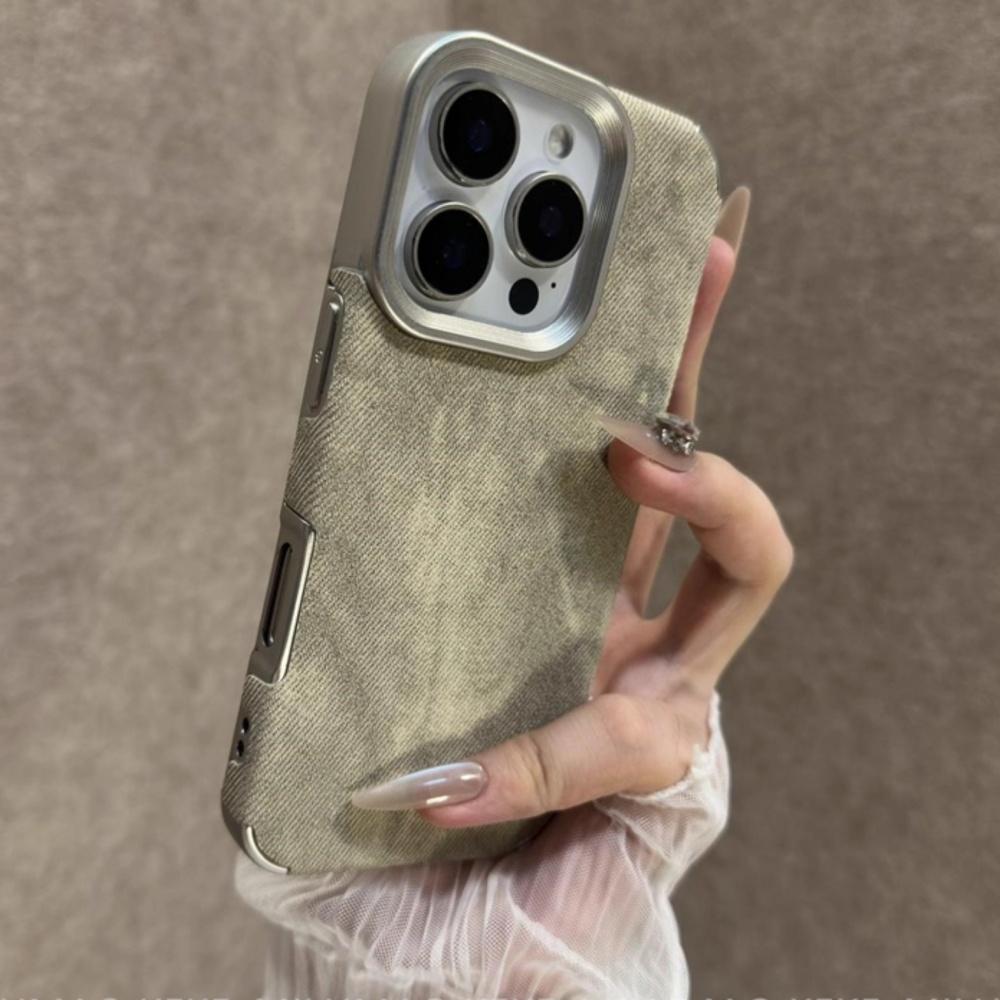 Luxury Jeans Fabric Soft Plating Case for iPhone 17 Air 16 15 14 Plus 13 12 11 Pro Max Shockproof Bumper Fabric  Cover Capa