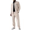Men's Solid Color Fashion Cardigan Lapel Jacket Suit Loose Pants Long Sleeve Suit