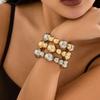 Punk Vintage Big Ball CCB Bracelets for Women Exaggerated Gold Color Round Beads Elastic Bangles Steampunk Hand Jewelry Gifts