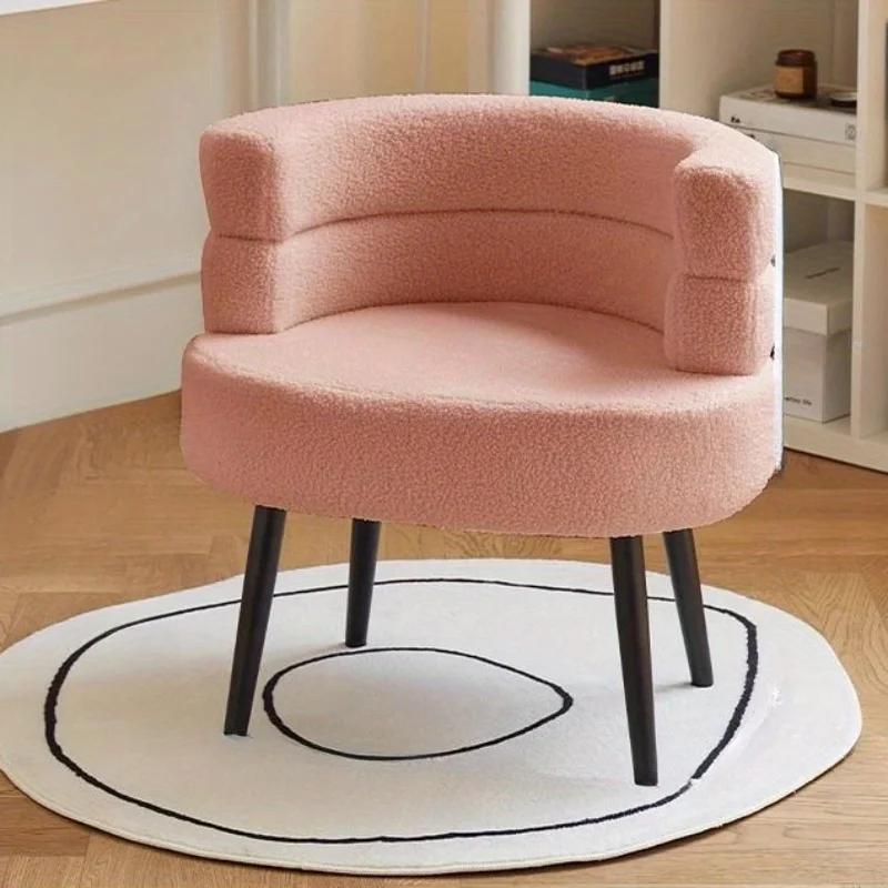 Comfortable Backrest Dressing Chair, Modern Sofa Chair for Living Room, Bedroom, Dressing Table and Dormitory, Pink