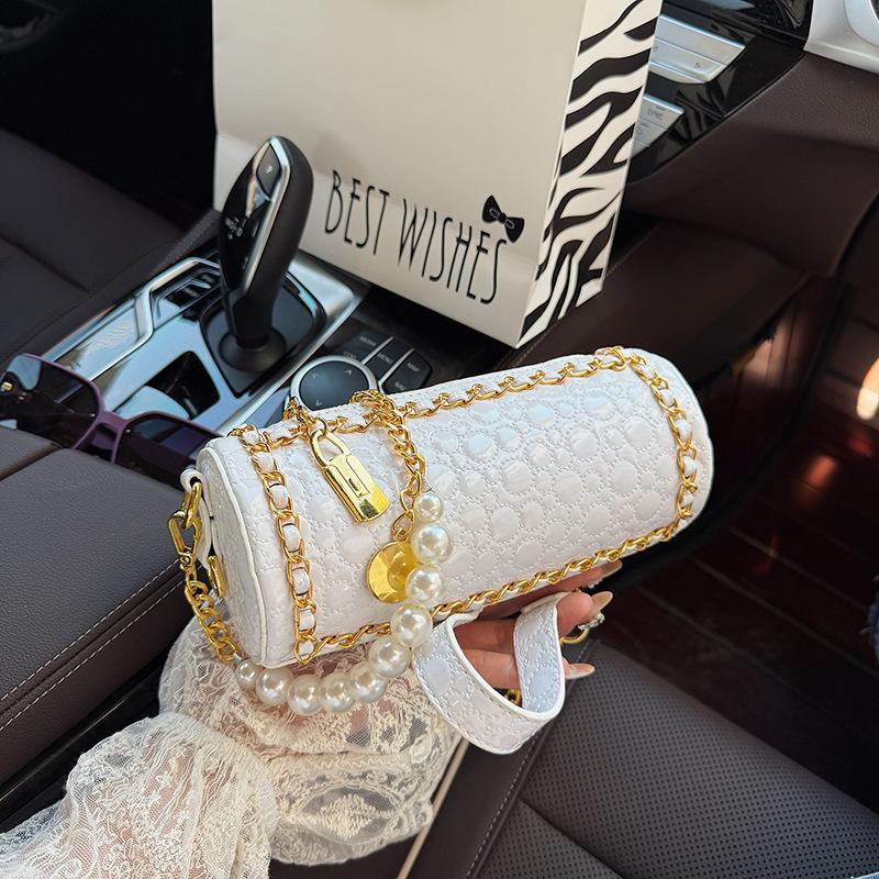 

Премиальная сумка-цилиндр с чувством, женская, 2025, лето, новая, универсальная сумка-мессенджер через плечо, с регулируемой цепочкой-золотым шариком, сумка-подушка 20*18*18